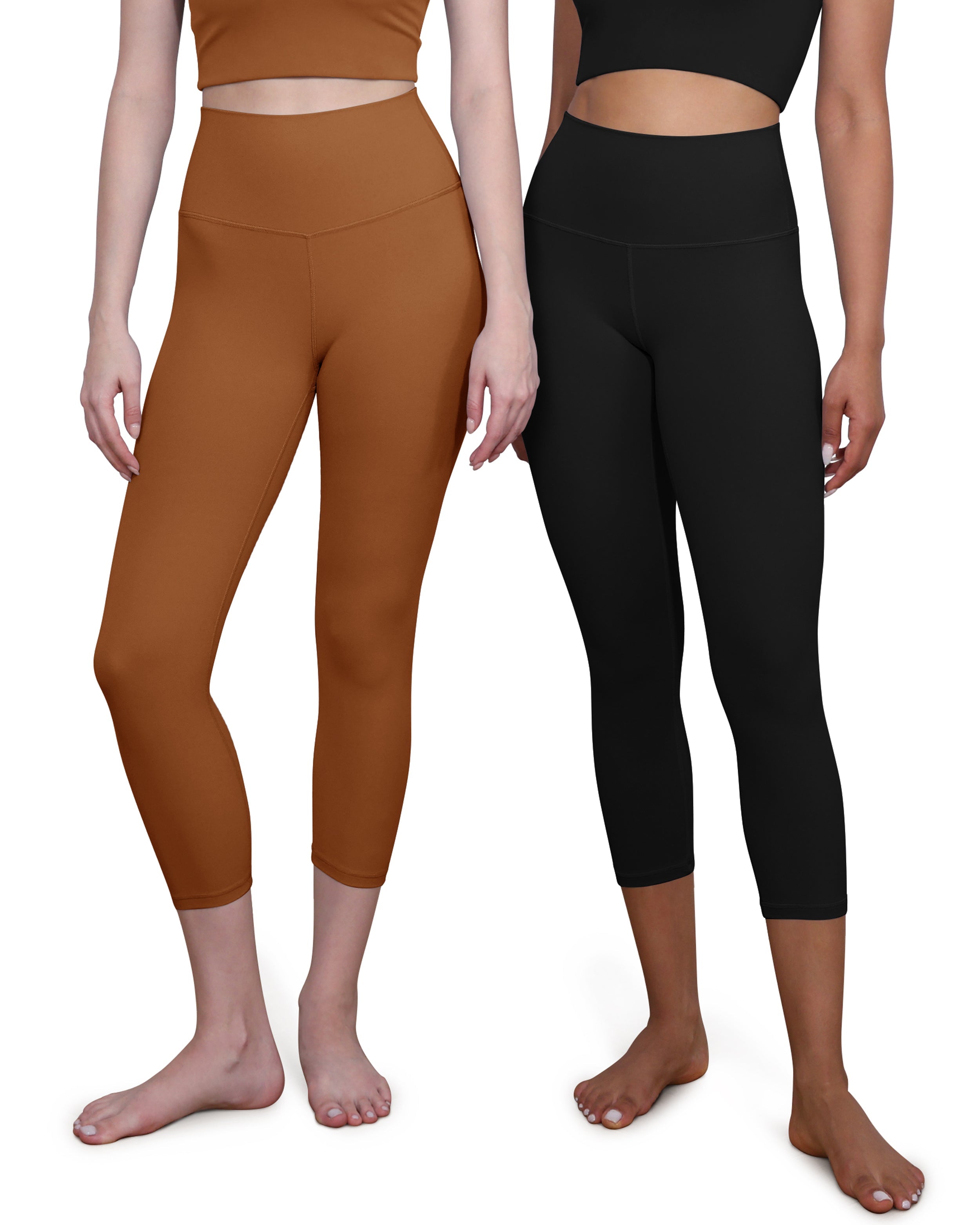 ODCLOUD 2-Pack 19 High Waist Yoga Capris Black+Caramel - ododos