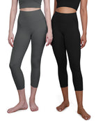ODCLOUD 2-Pack 19 High Waist Yoga Capris Black+Charcoal - ododos