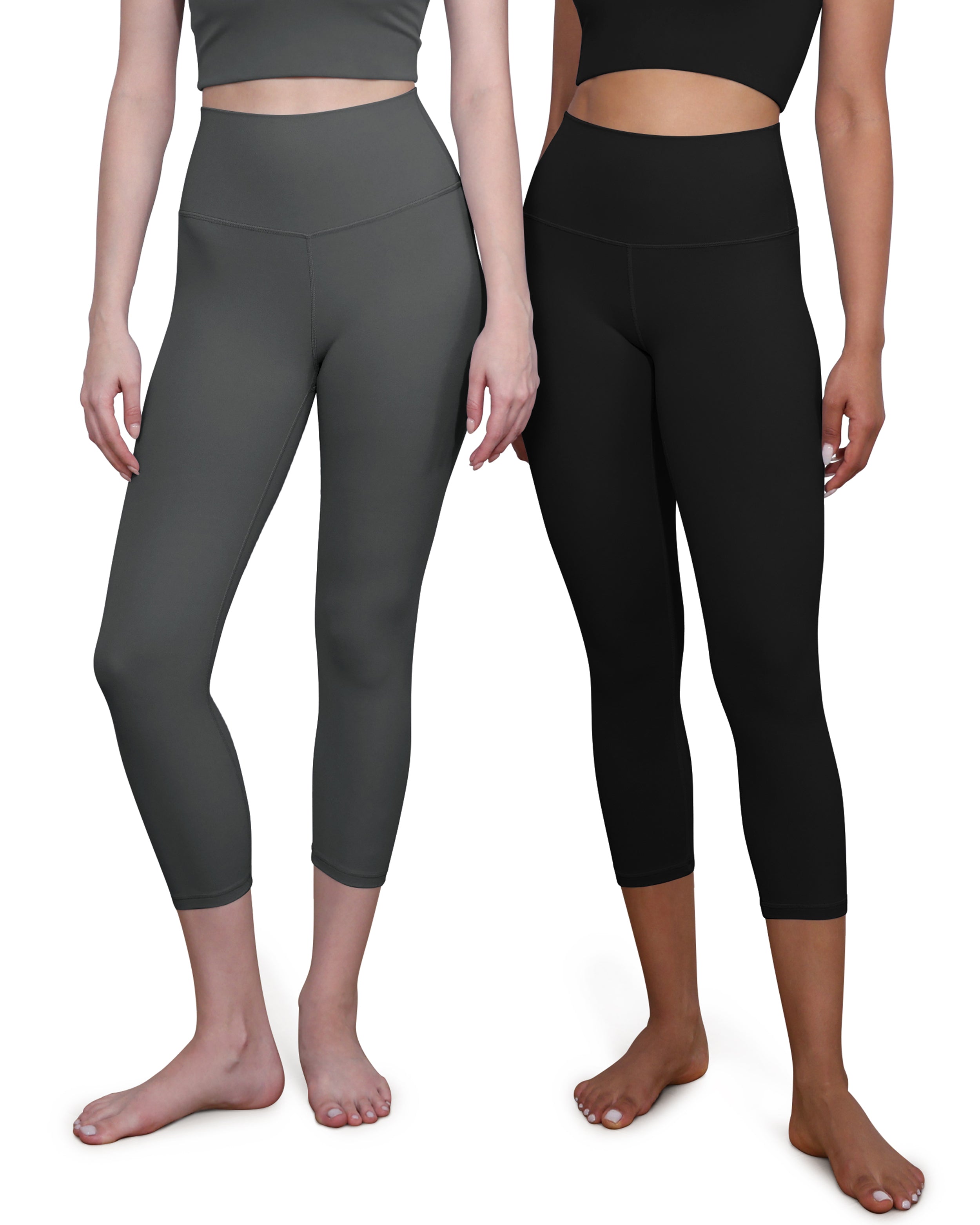 ODCLOUD 2-Pack 19 High Waist Yoga Capris Black+Charcoal - ododos