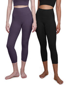 ODCLOUD 2-Pack 19 High Waist Yoga Capris Black+Dark Purple - ododos