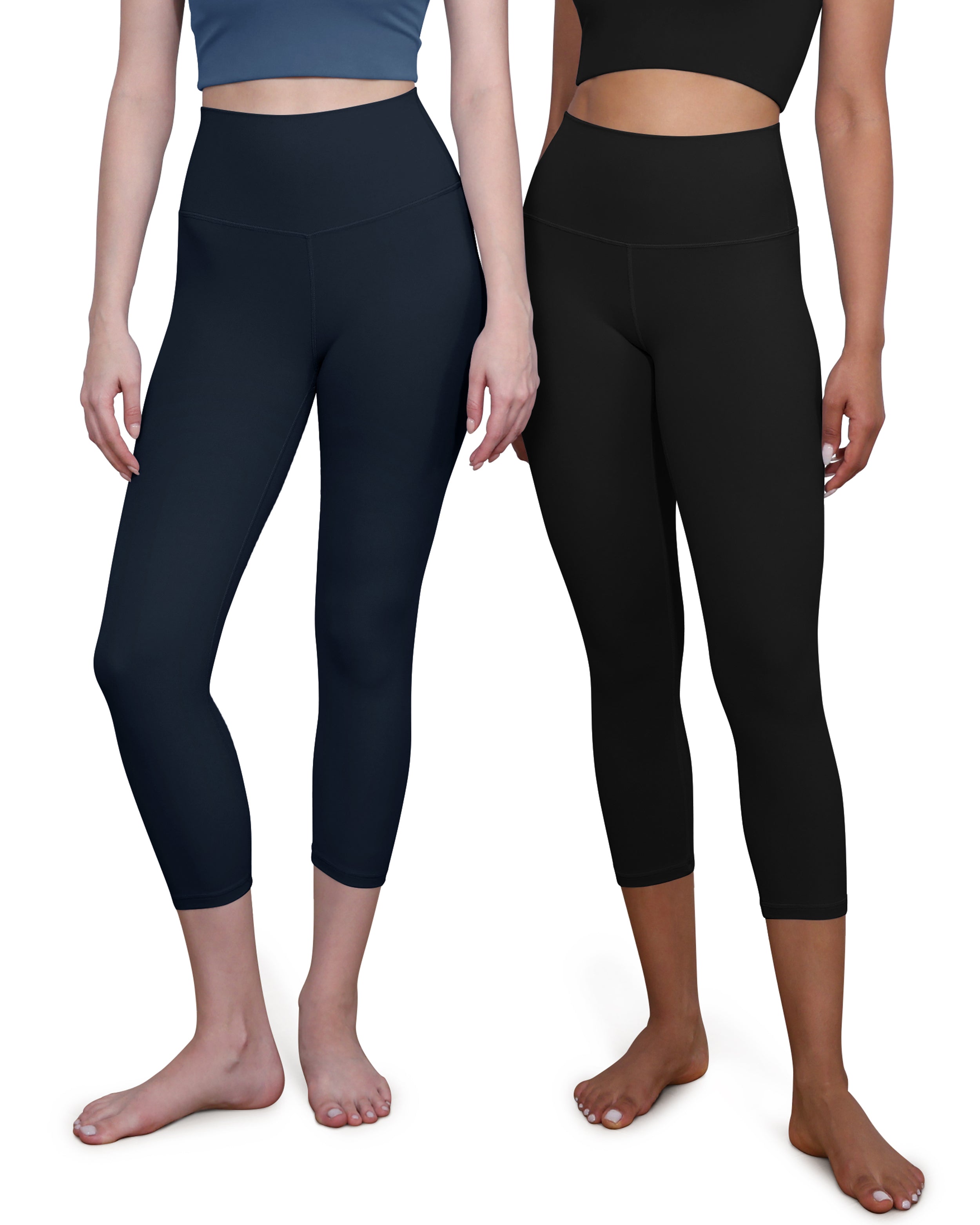 ODCLOUD 2-Pack 19 High Waist Yoga Capris Black+Deep Navy - ododos