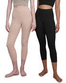 ODCLOUD 2-Pack 19 High Waist Yoga Capris Black+Dusty Pink - ododos