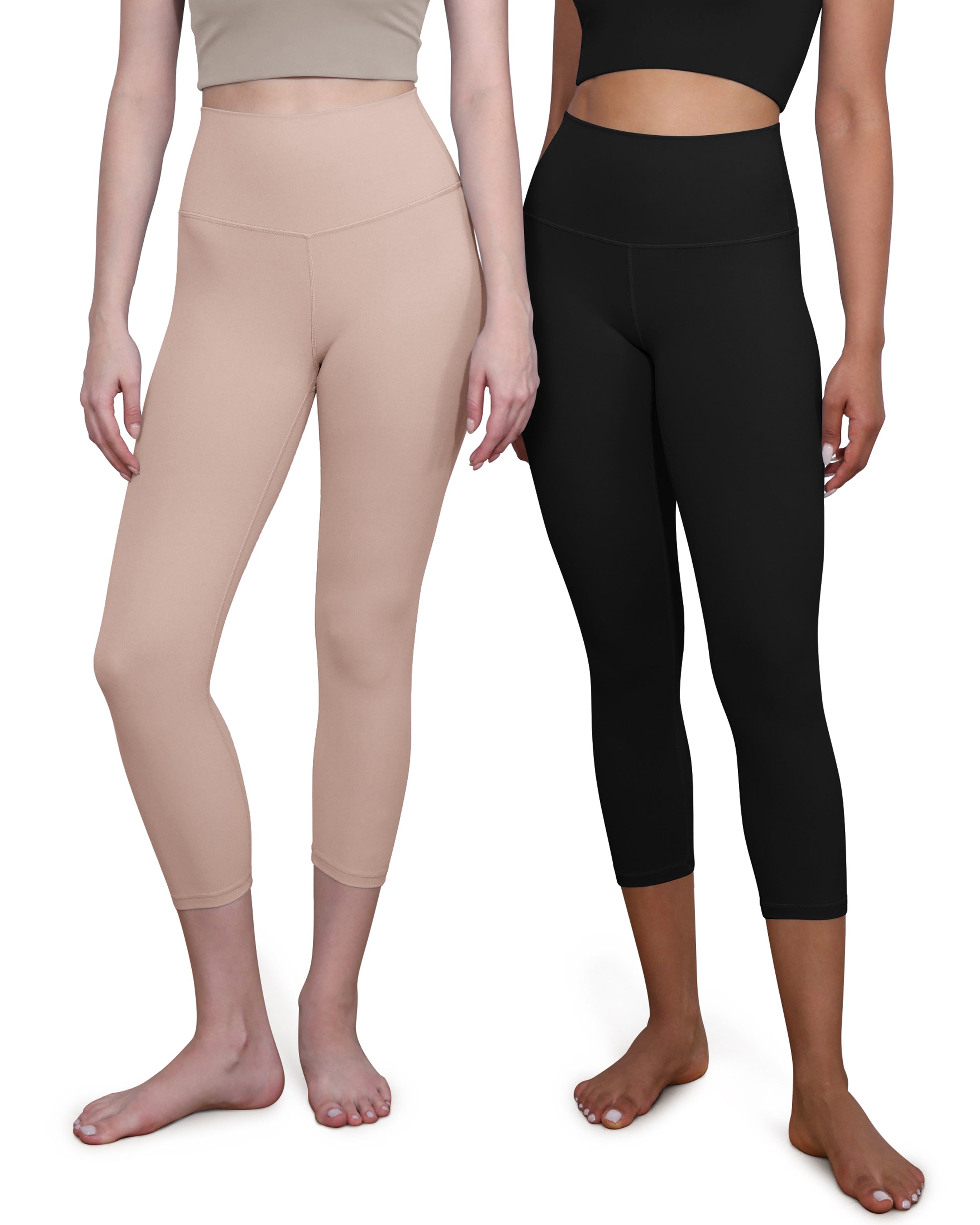ODCLOUD 2-Pack 19 High Waist Yoga Capris Black+Dusty Pink - ododos