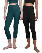 ODCLOUD 2-Pack 19 High Waist Yoga Capris Black+Forest Teal - ododos