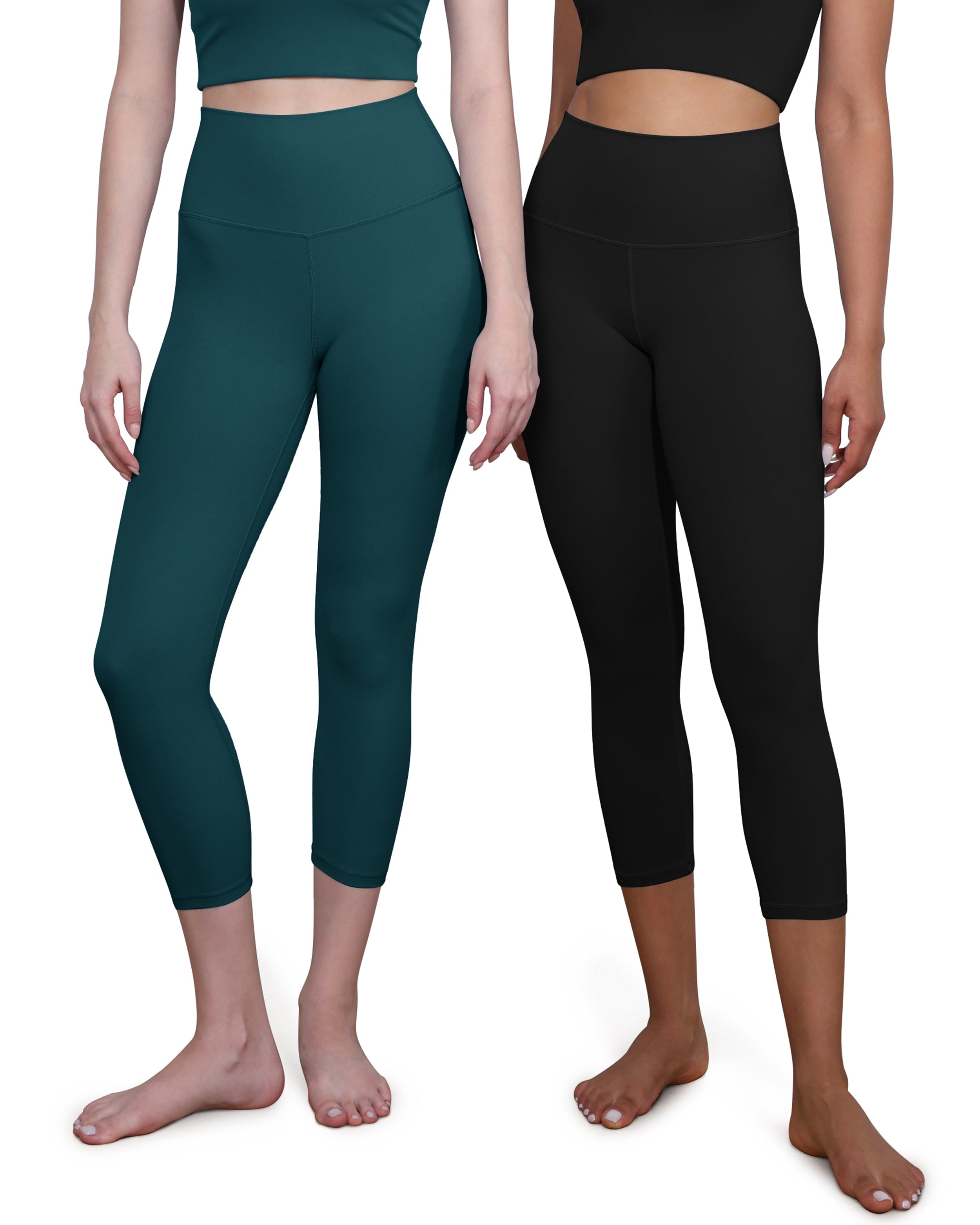 ODCLOUD 2-Pack 19 High Waist Yoga Capris Black+Forest Teal - ododos