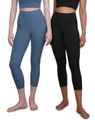 ODCLOUD 2-Pack 19 High Waist Yoga Capris Black+Ink Blue - ododos