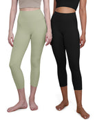 ODCLOUD 2-Pack 19 High Waist Yoga Capris Black+Lime Stone - ododos