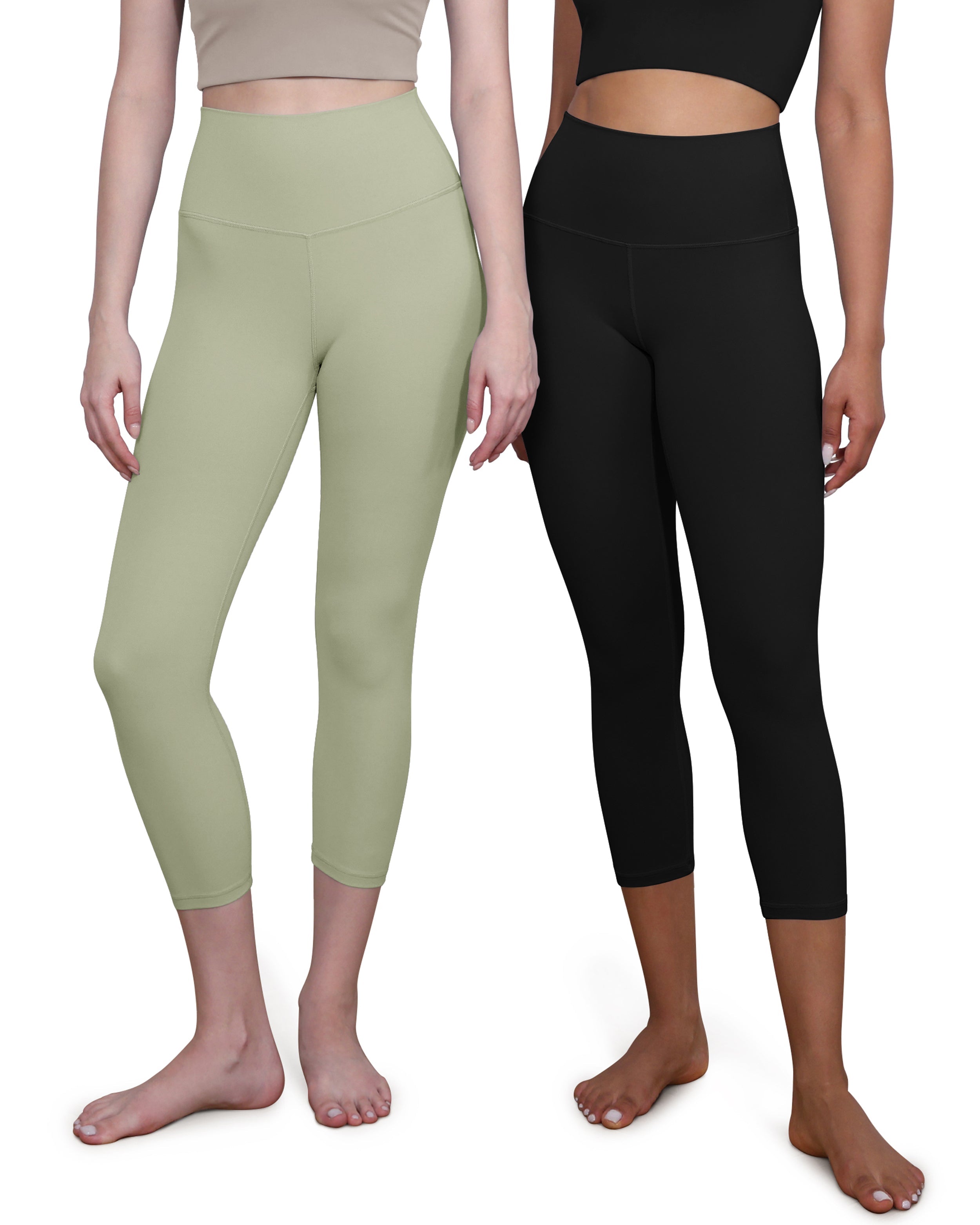 ODCLOUD 2-Pack 19 High Waist Yoga Capris Black+Lime Stone - ododos