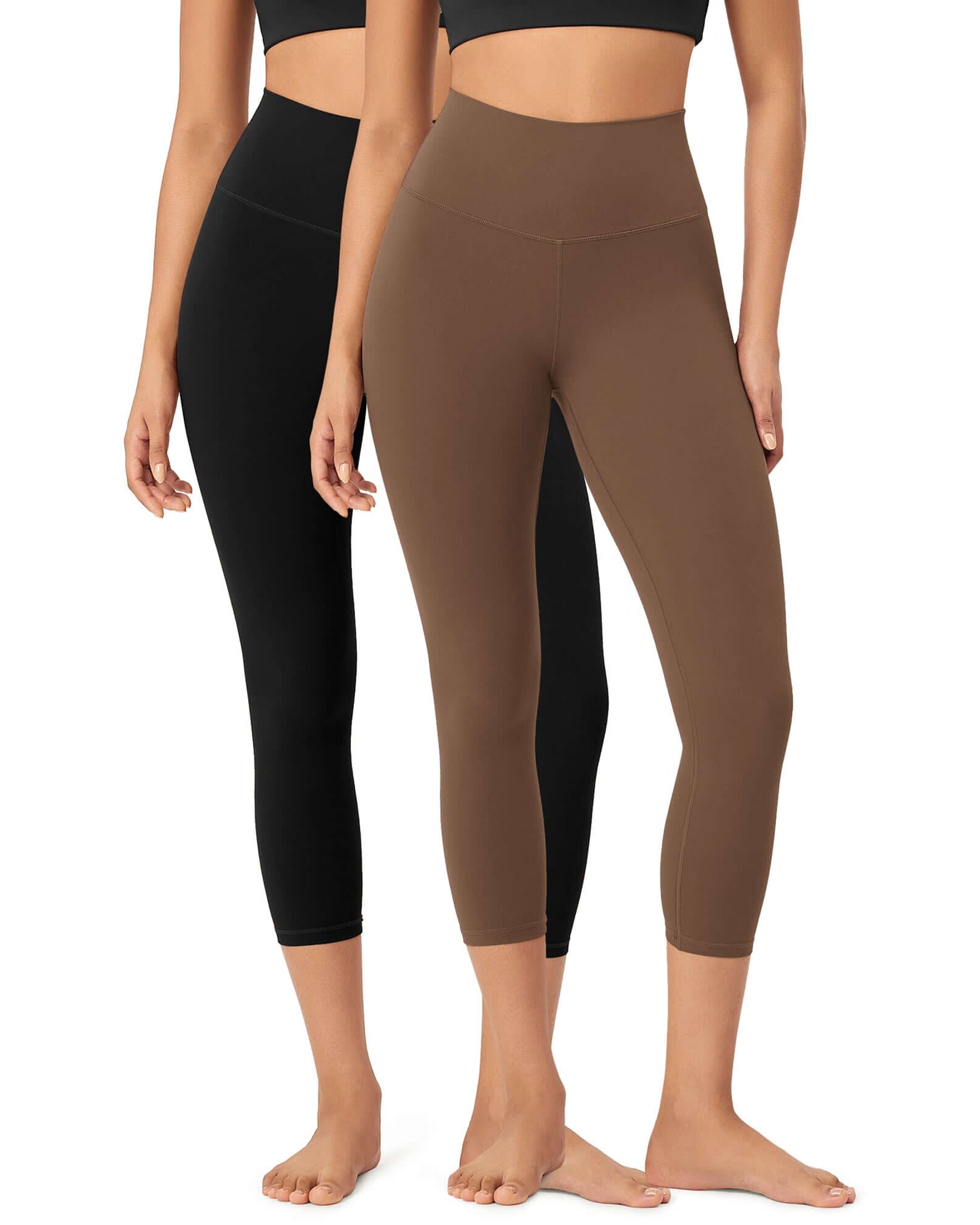 23 ODCLOUD 2-Pack Buttery Soft Lounge Yoga High Waist Yoga Leggings Black+brunette - ododos