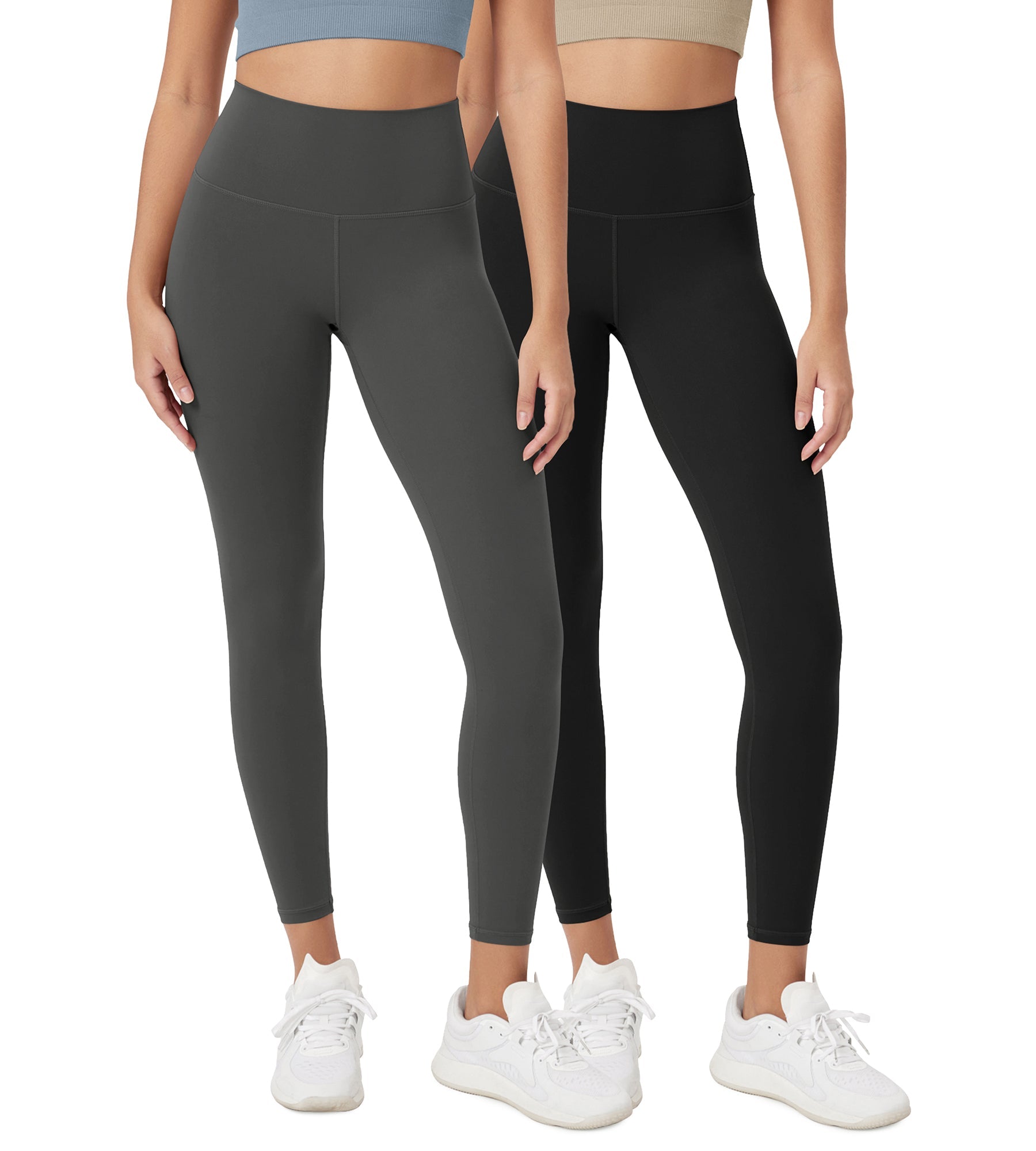 ODCLOUD 2-Pack 25 High Waist Lounge Yoga Leggings Black+Charcoal - ododos