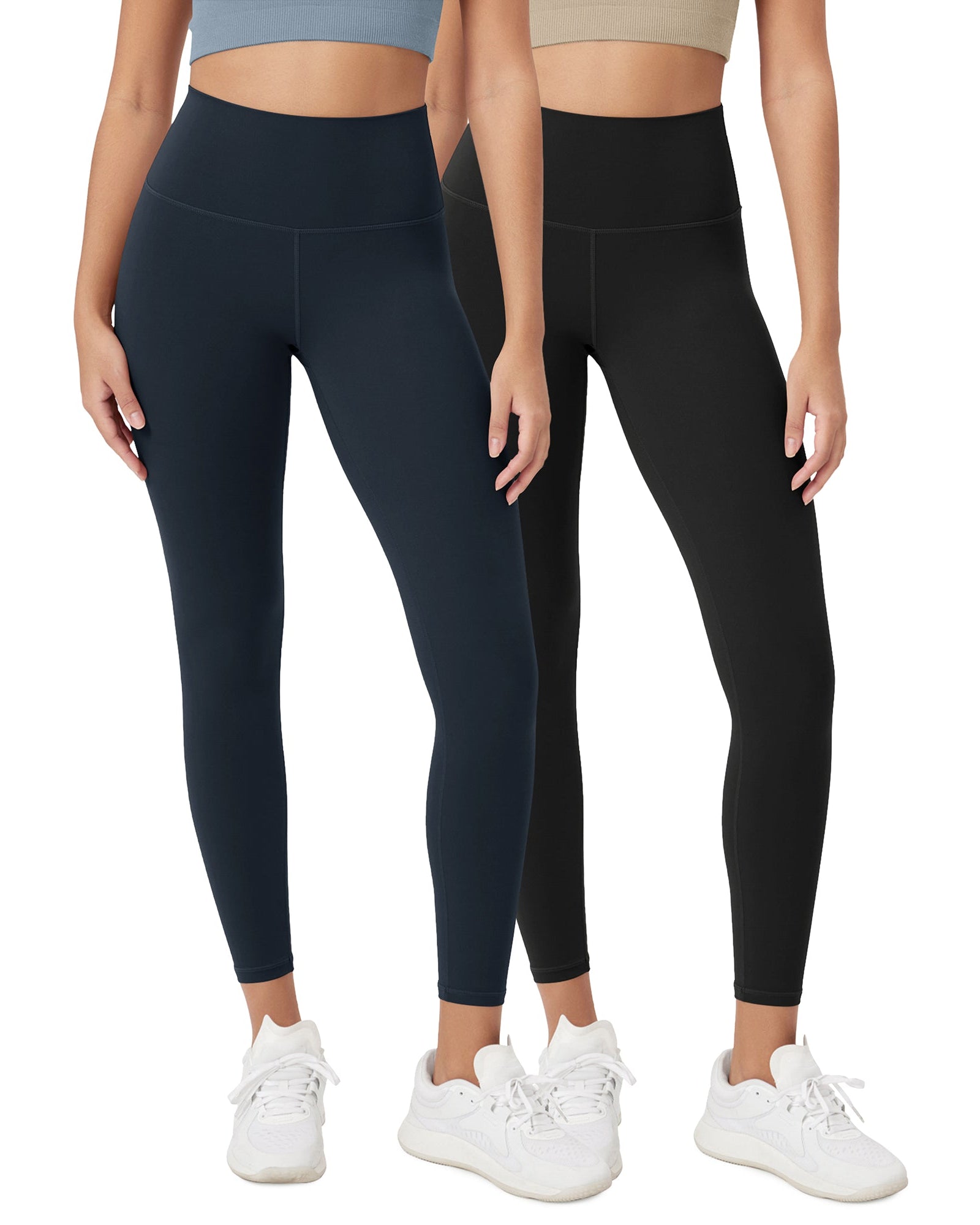 ODCLOUD 2-Pack 25 High Waist Lounge Yoga Leggings Black+Deep Navy - ododos