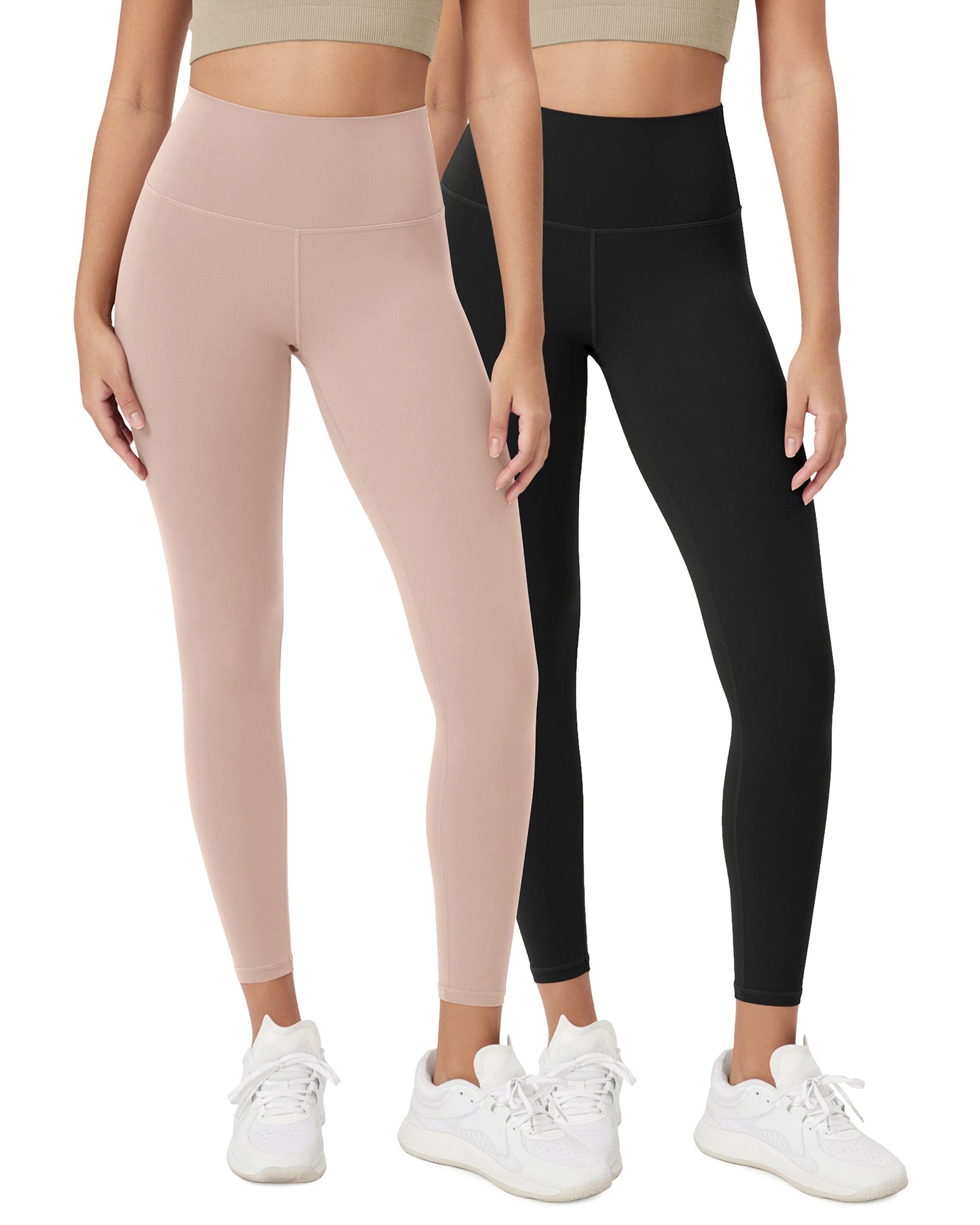 ODCLOUD 2-Pack 25 High Waist Lounge Yoga Leggings Black+Dusty Pink - ododos
