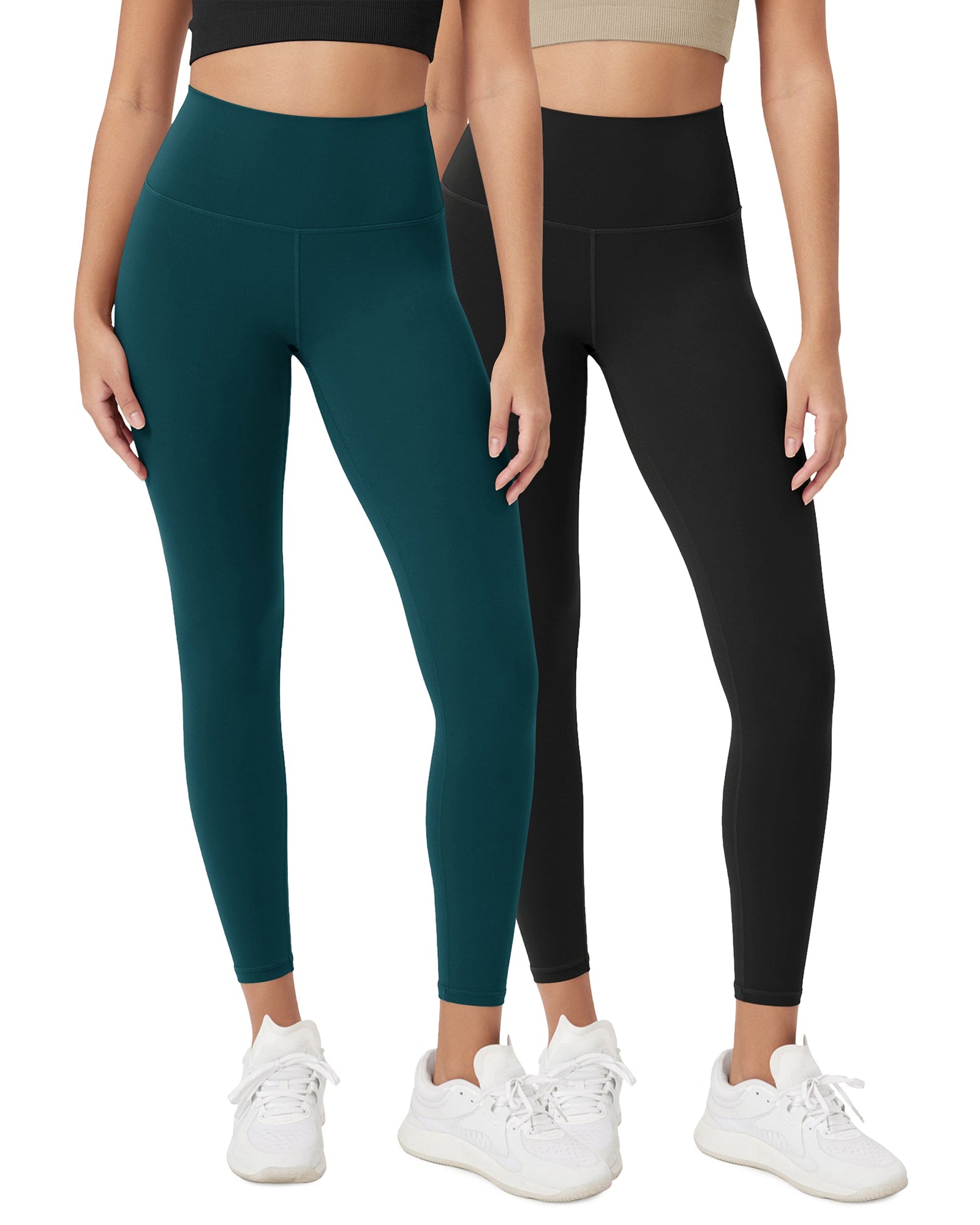 ODCLOUD 2-Pack 25 High Waist Lounge Yoga Leggings Black+Forest Teal - ododos