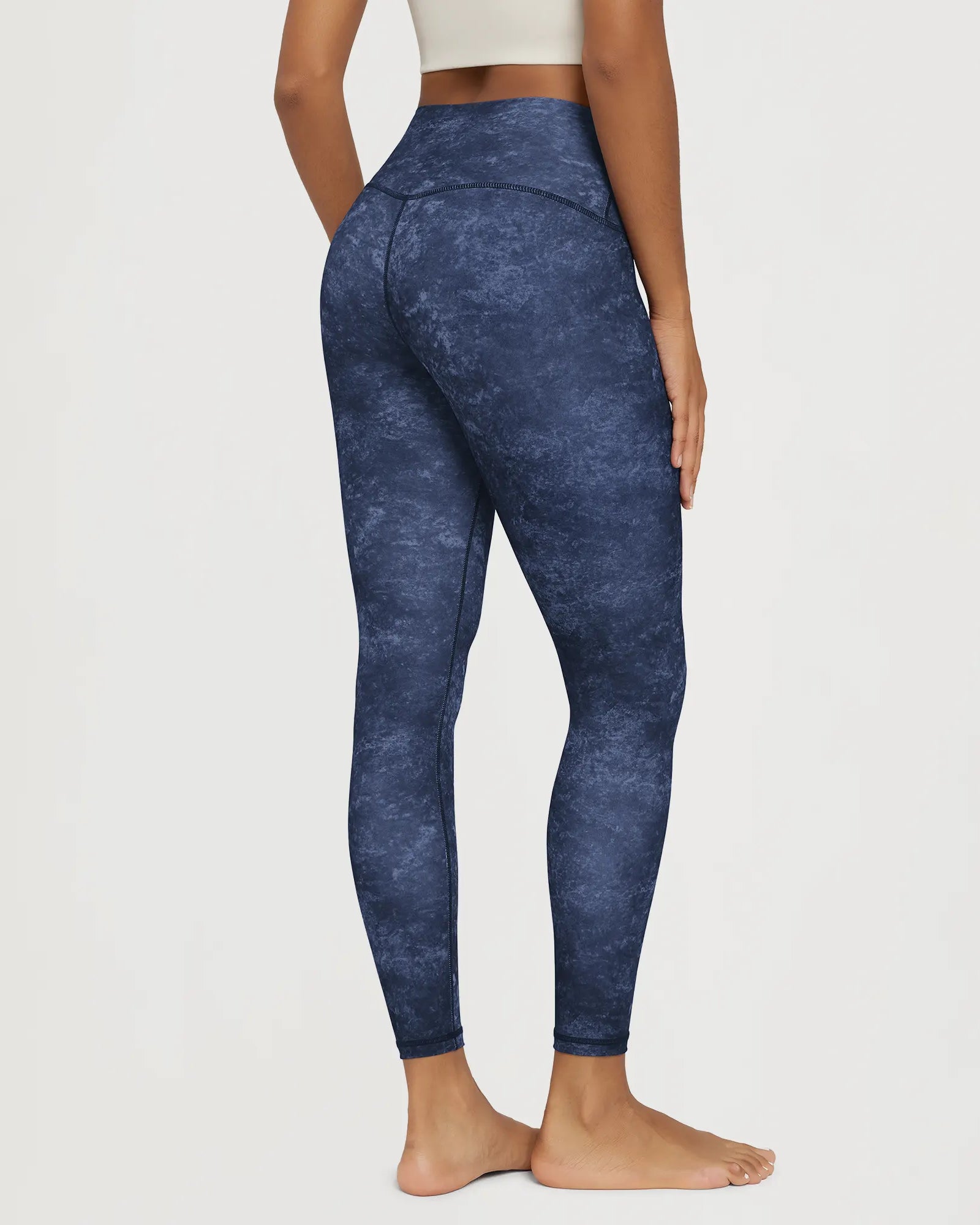 25" Buttery Soft Lounge High Waist Yoga Pattern Leggings, back view highlighting seamless waistband and flexible design for yoga