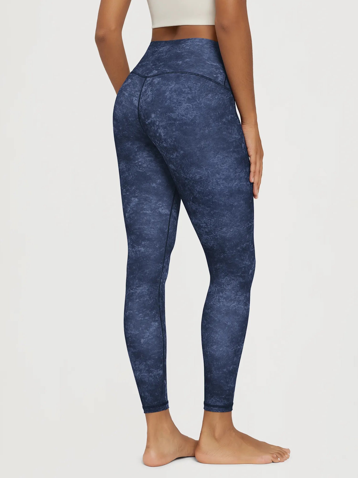 25" Buttery Soft Lounge High Waist Yoga Pattern Leggings, back view highlighting seamless waistband and flexible design for yoga