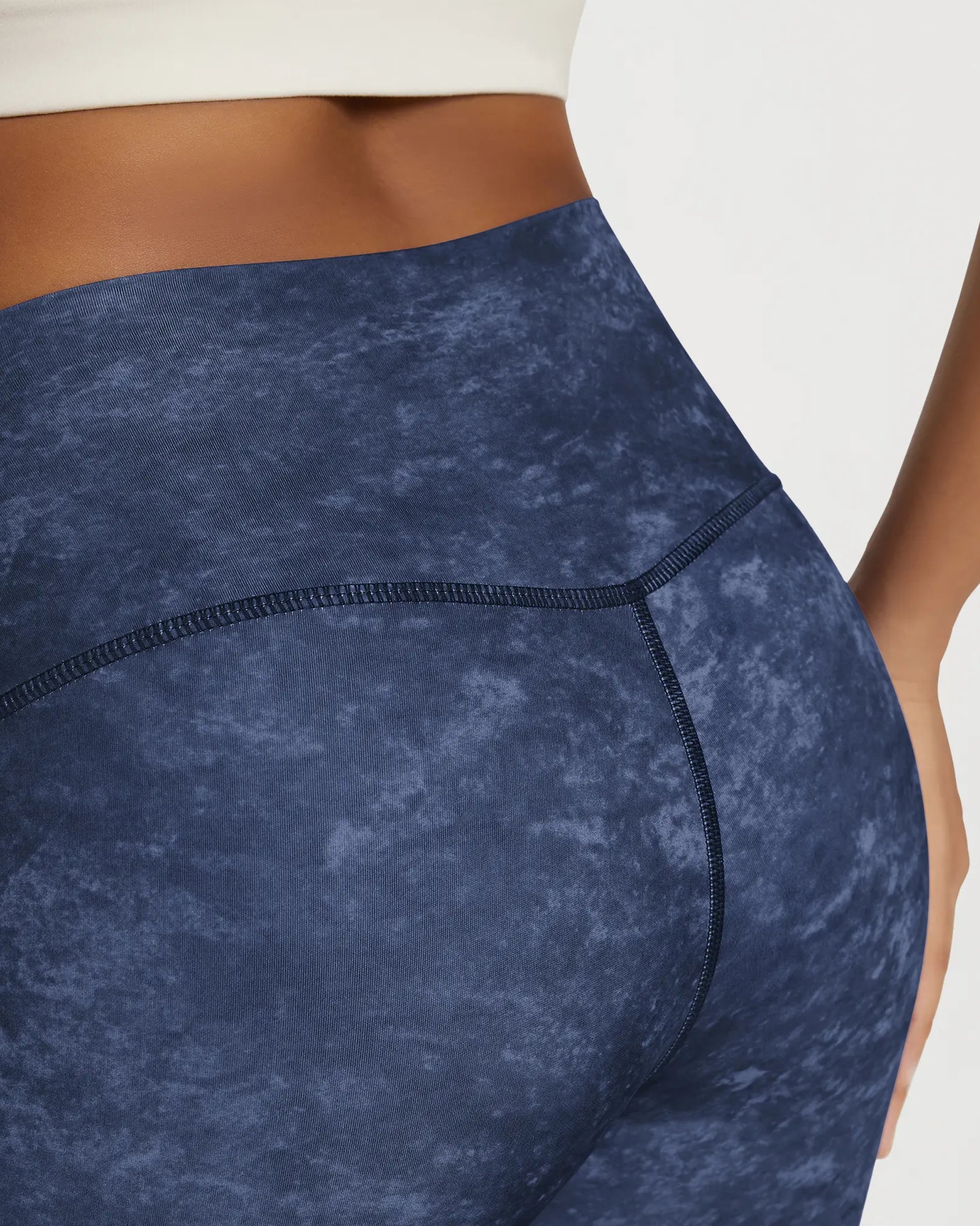 Close-up of 25" Buttery Soft Lounge High Waist Yoga Pattern Leggings waistband, seamless high waist, designed for comfort and stability