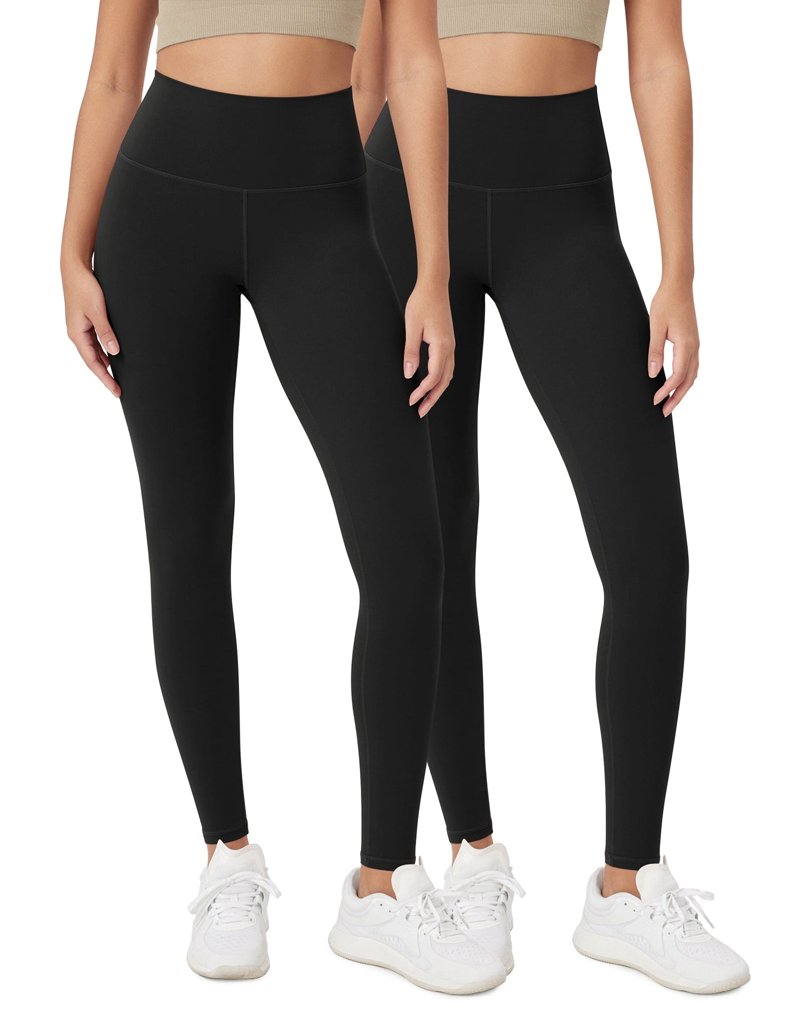 ODCLOUD 2-Pack 28 High Waist Lounge Yoga Leggings Black+Black - ododos