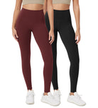 ODCLOUD 2-Pack 28 High Waist Lounge Yoga Leggings Black+Burgundy - ododos