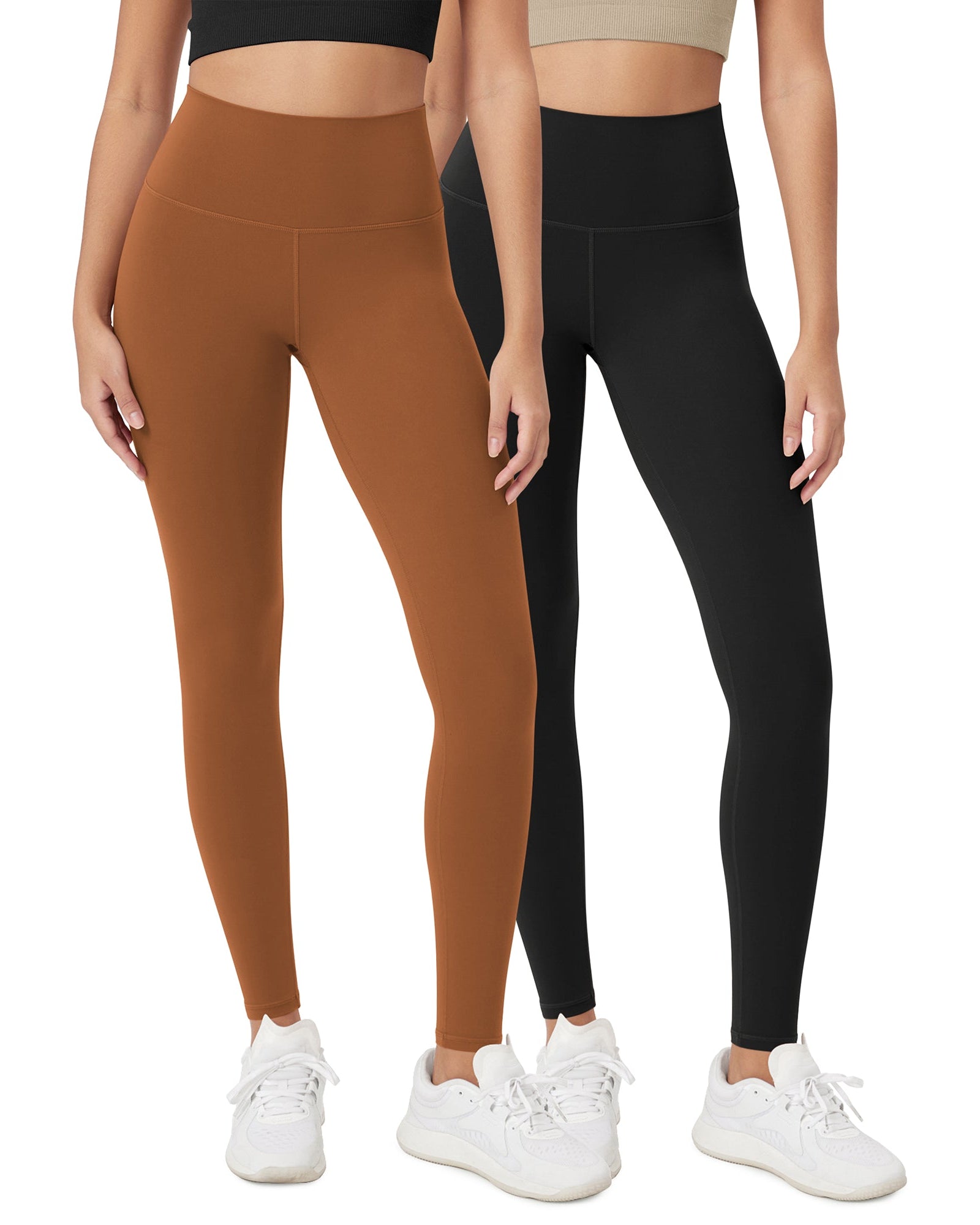 ODCLOUD 2-Pack 28 High Waist Lounge Yoga Leggings Black+Caramel - ododos