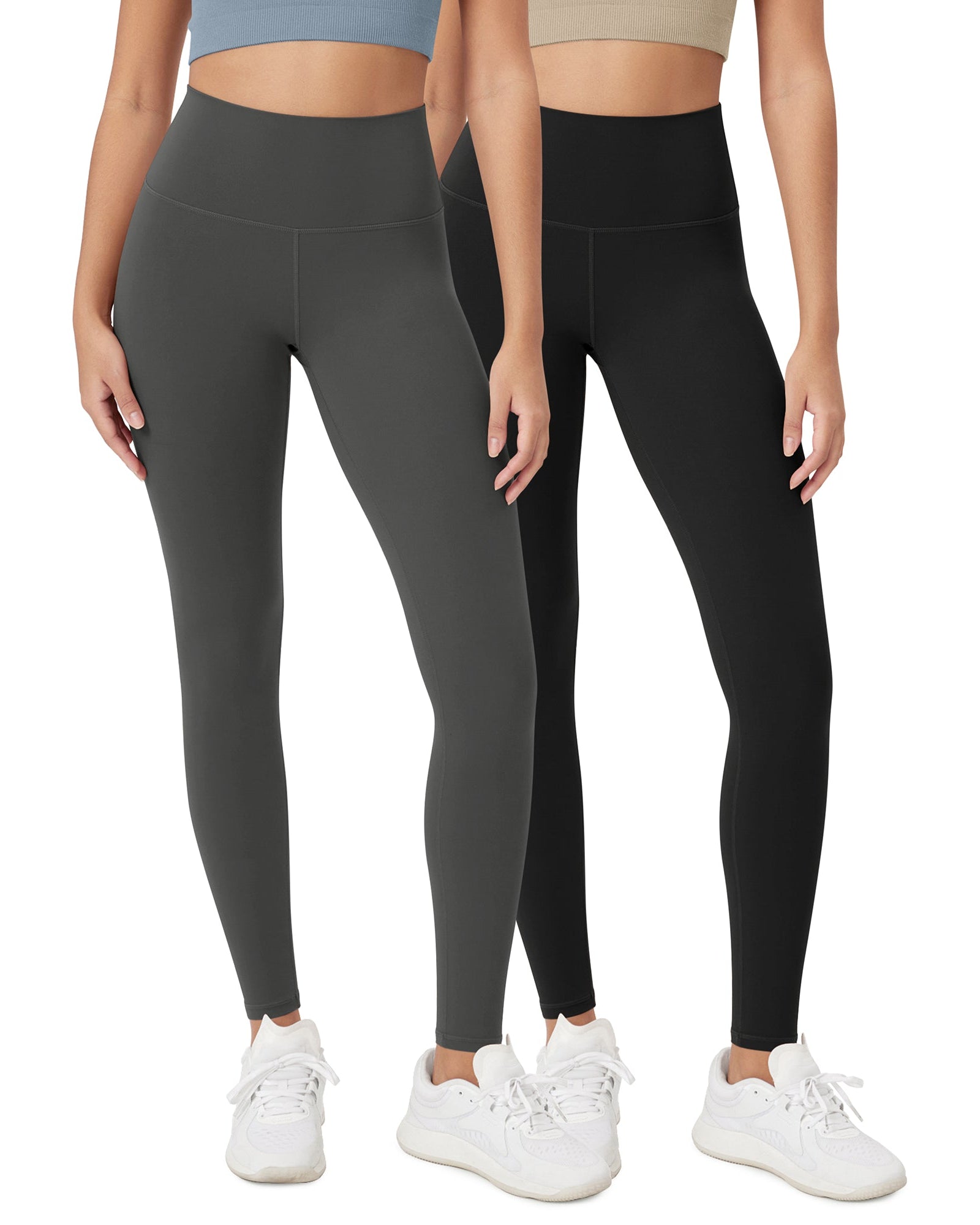 ODCLOUD 2-Pack 28 High Waist Lounge Yoga Leggings Black+Charcoal - ododos