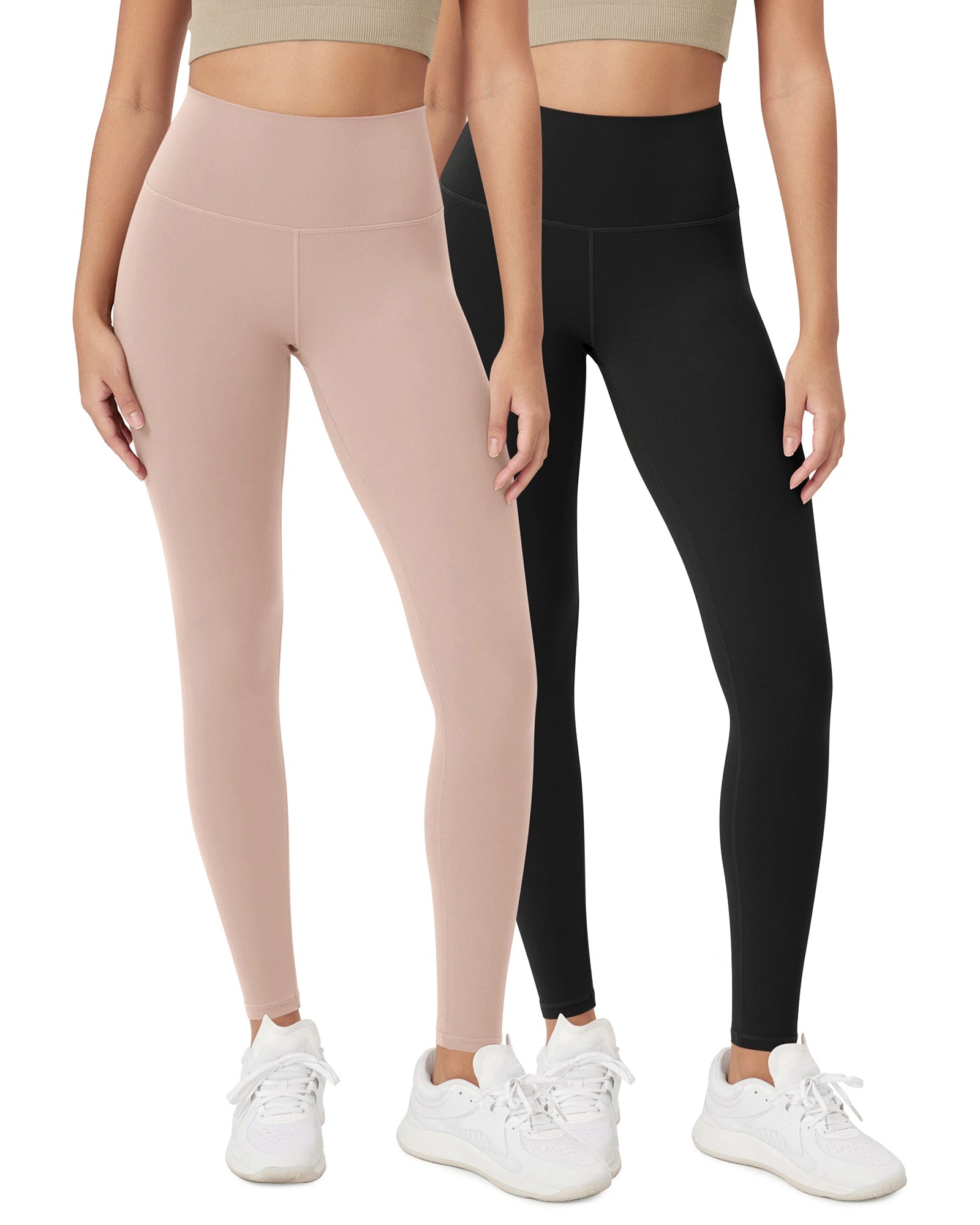 ODCLOUD 2-Pack 28 High Waist Lounge Yoga Leggings Black+Dusty Pink - ododos