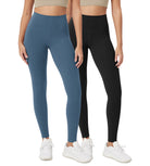 ODCLOUD 2-Pack 28 High Waist Lounge Yoga Leggings Black+Ink Blue - ododos