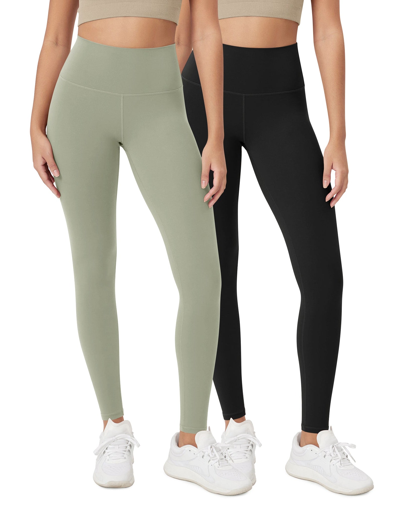 ODCLOUD 2-Pack 28 High Waist Lounge Yoga Leggings Black+Lime Stone - ododos