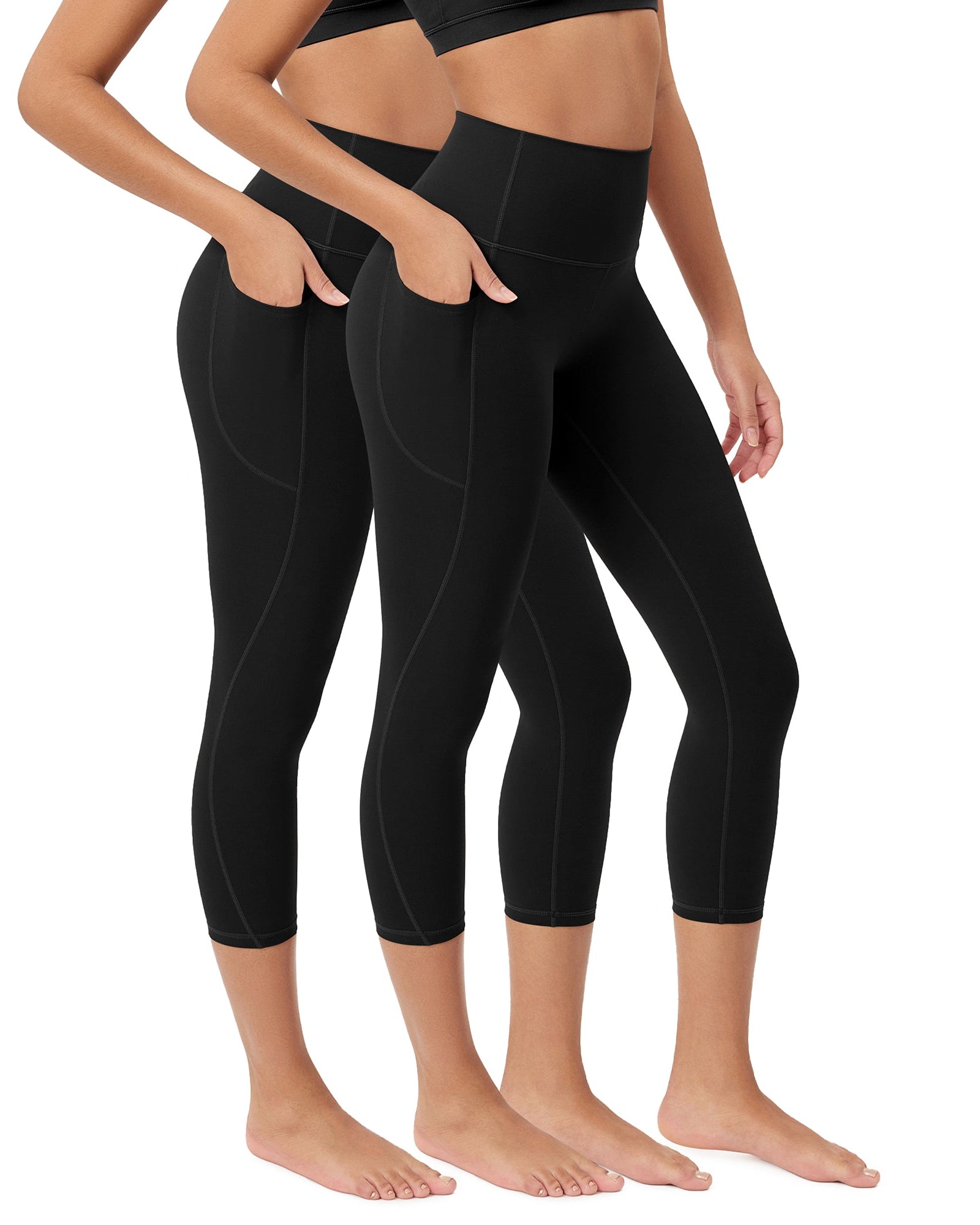 ODCLOUD 2-Pack 23�Buttery Soft Lounge Yoga Leggings with Pockets Black+Black - ododos