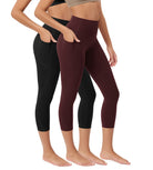 ODCLOUD 2-Pack 23�Buttery Soft Lounge Yoga Leggings with Pockets Black+Burgundy - ododos