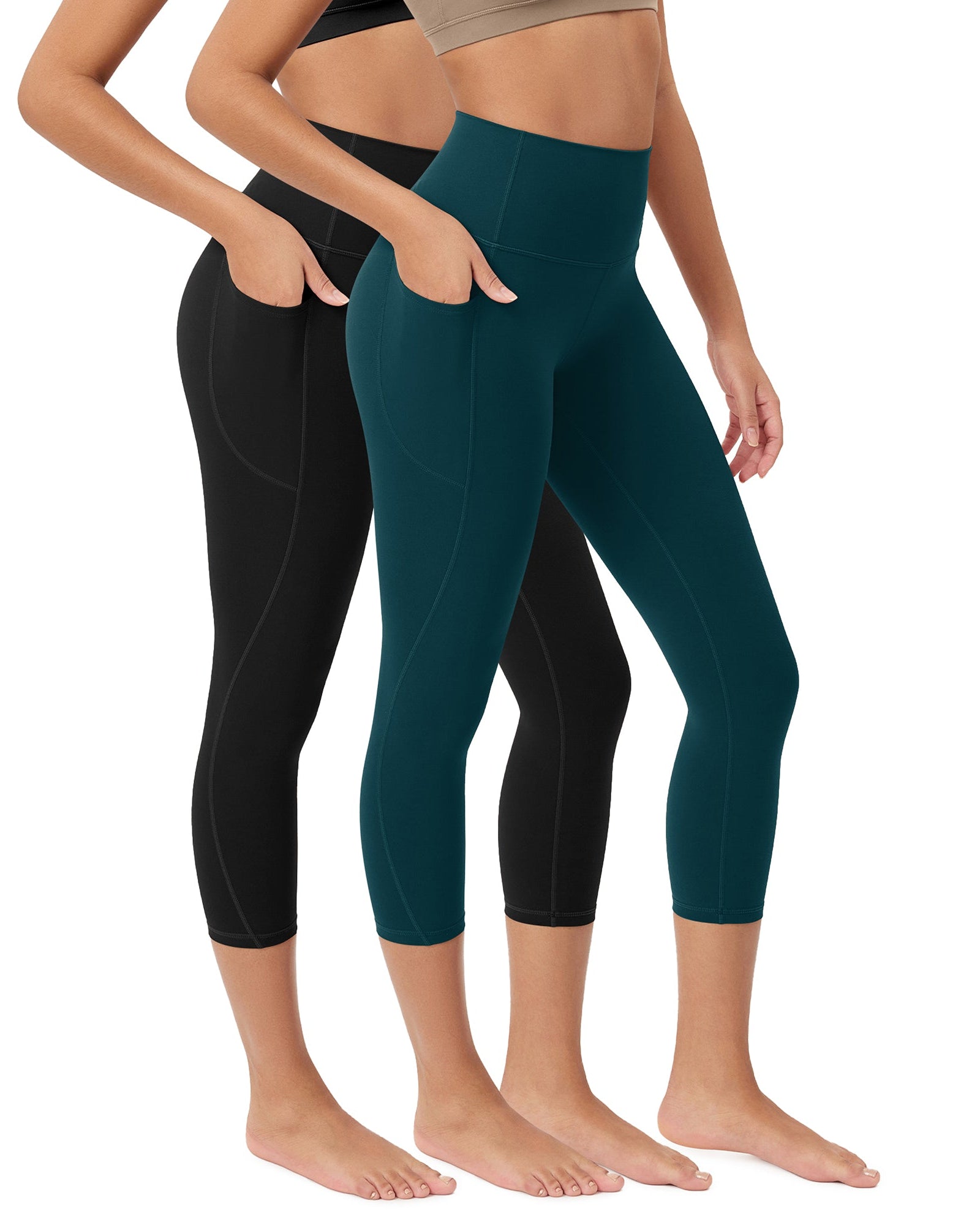 ODCLOUD 2-Pack 23�Buttery Soft Lounge Yoga Leggings with Pockets Black+Forest Teal - ododos