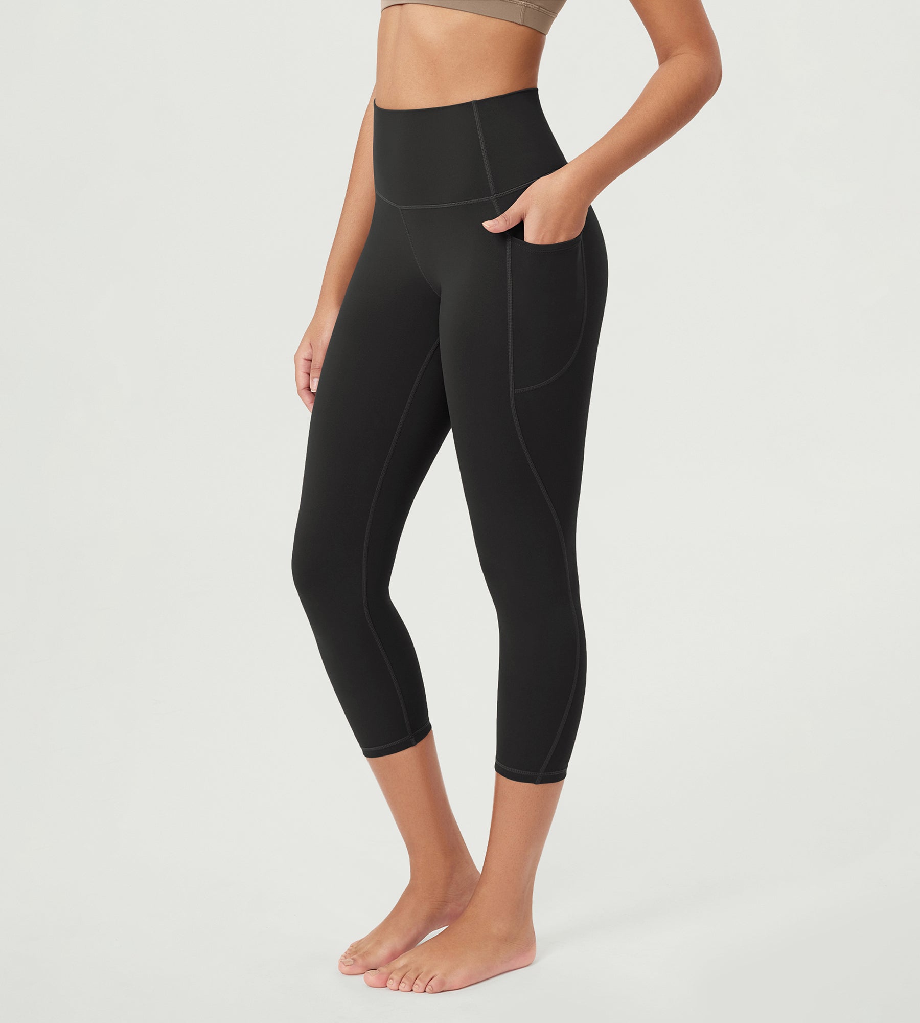 ODCLOUD 23�Buttery Soft Lounge Yoga Leggings with Pockets Onyx Black Grey - ododos