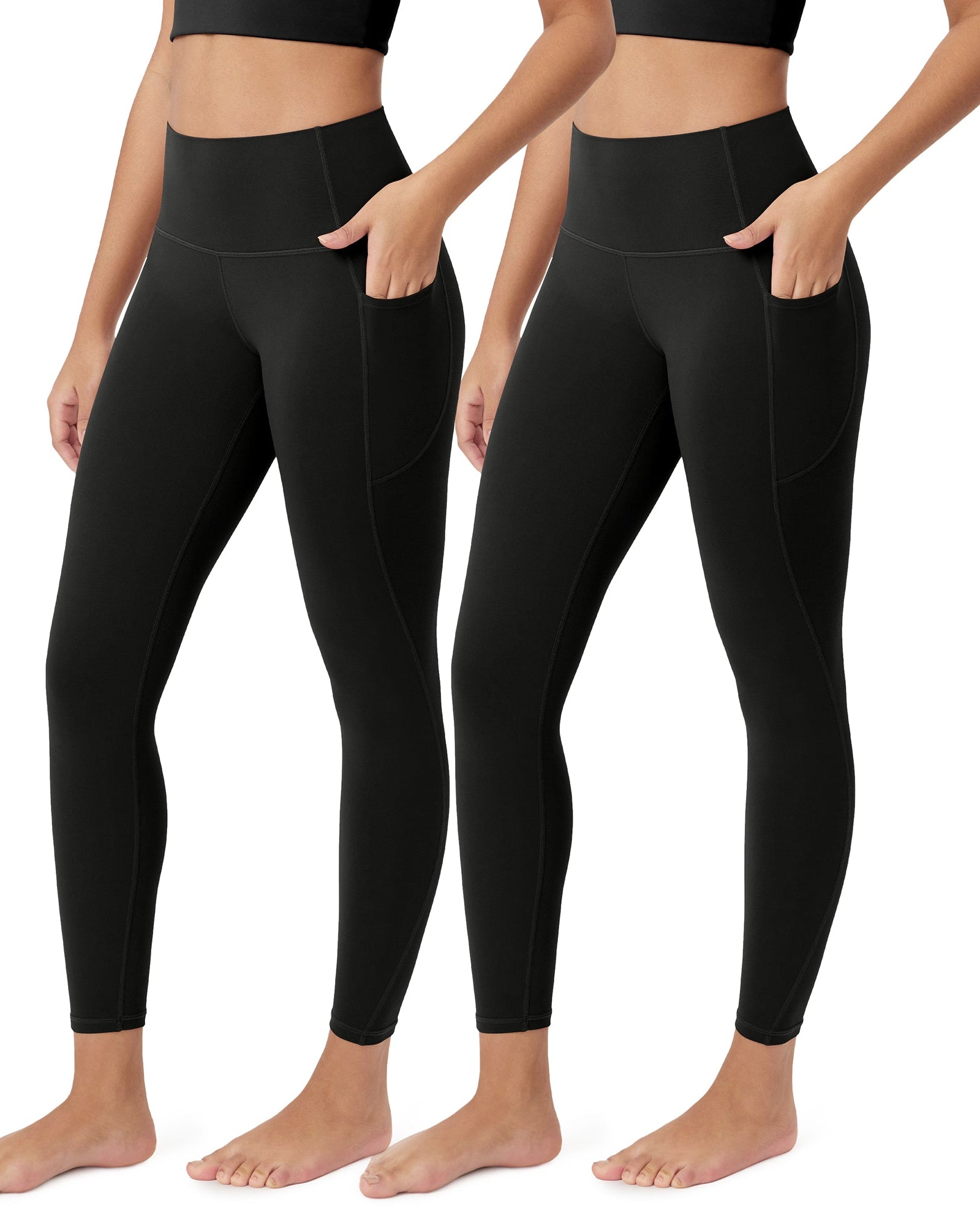 ODCLOUD 2-Pack 25Γ’β¬?Buttery Soft Lounge Yoga Leggings with Pockets Black+Black - ododos
