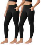 ODCLOUD 2-Pack 25�Buttery Soft Lounge Yoga Leggings with Pockets Black+Black - ododos