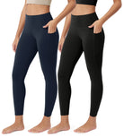 ODCLOUD 2-Pack 25�Buttery Soft Lounge Yoga Leggings with Pockets Black+Deep Navy - ododos