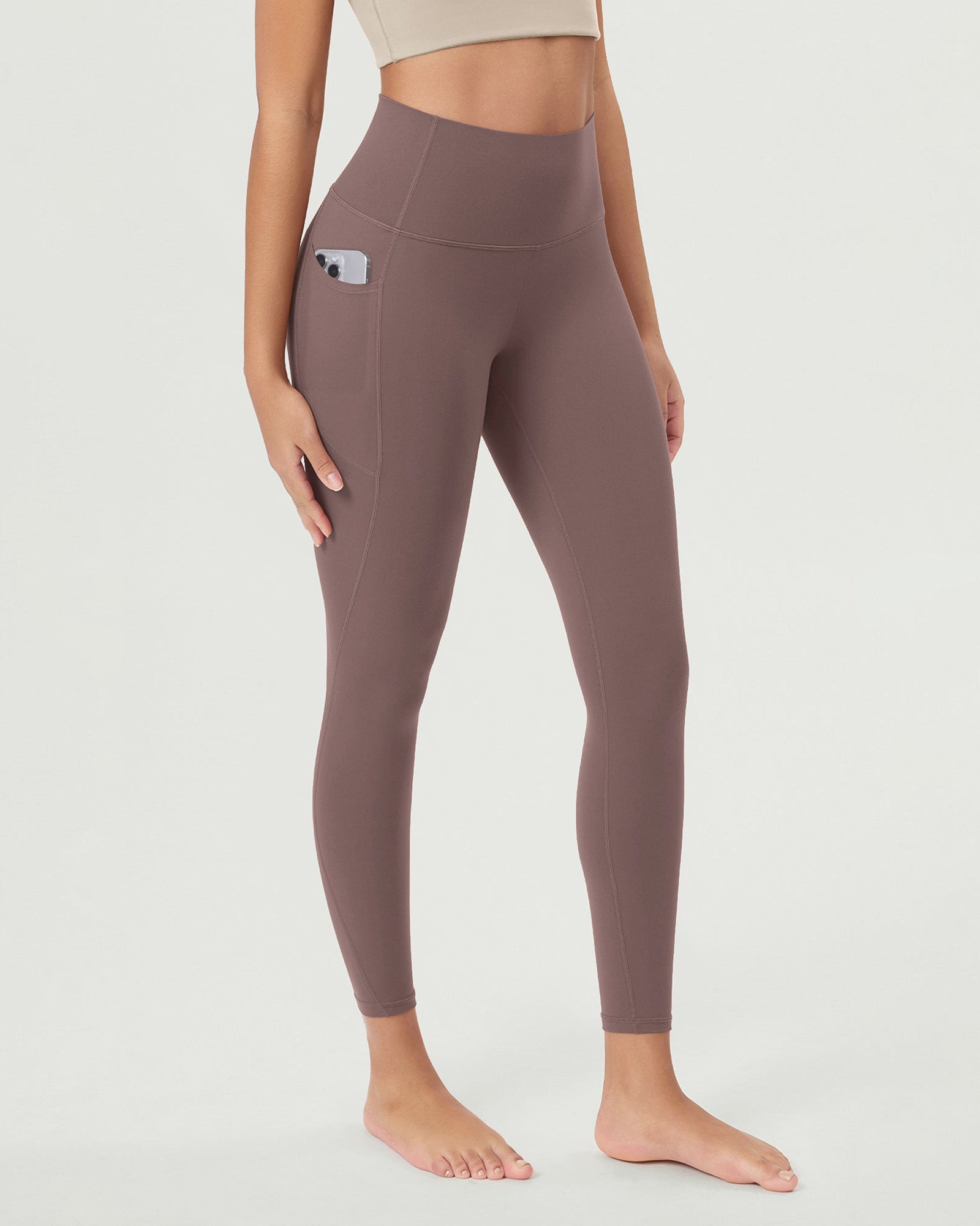 ODCLOUD 25Γ’β¬?Buttery Soft Lounge Yoga Leggings with Pockets Purple Taupe - ododos