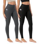 ODCLOUD 2-Pack 28�Buttery Soft Lounge Yoga Leggings with Pockets Black+Charcoal - ododos