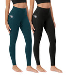 ODCLOUD 2-Pack 28�Buttery Soft Lounge Yoga Leggings with Pockets Black+Forest Teal - ododos