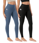 ODCLOUD 2-Pack 28�Buttery Soft Lounge Yoga Leggings with Pockets Black+Ink Blue - ododos