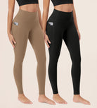ODCLOUD 2-Pack 28�Buttery Soft Lounge Yoga Leggings with Pockets Black+light Brown - ododos
