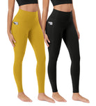 ODCLOUD 2-Pack 28�Buttery Soft Lounge Yoga Leggings with Pockets Black+mango Mint - ododos