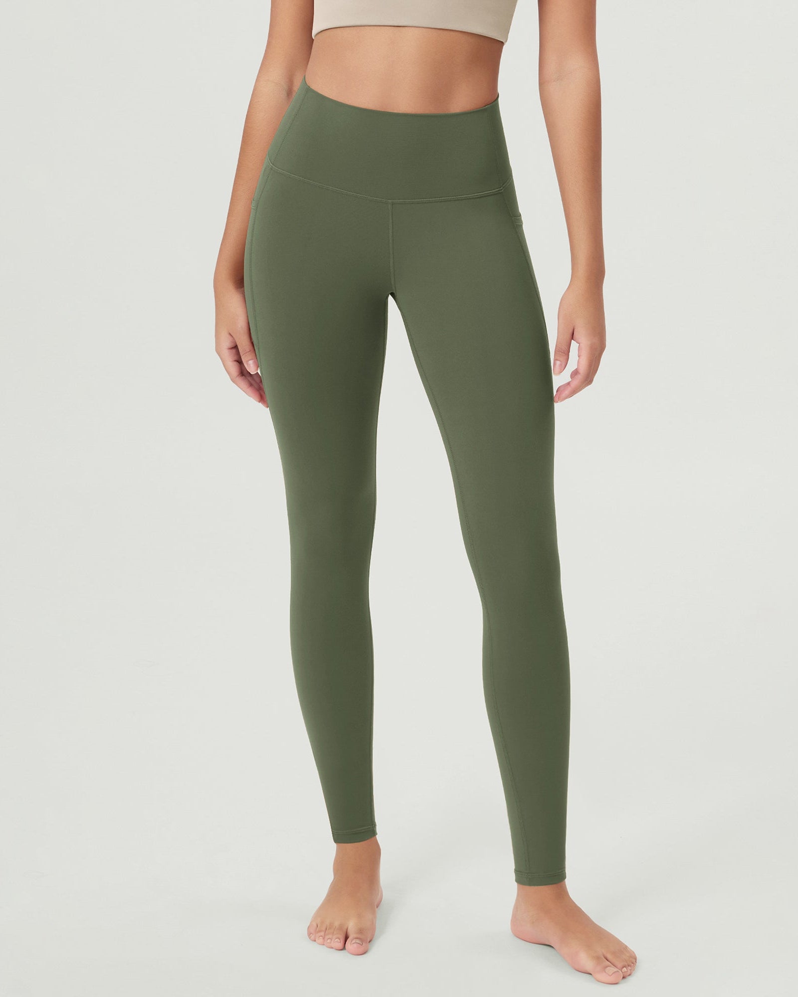 ODCLOUD 28�Buttery Soft Lounge Yoga Leggings with Pockets Dark Olive - ododos