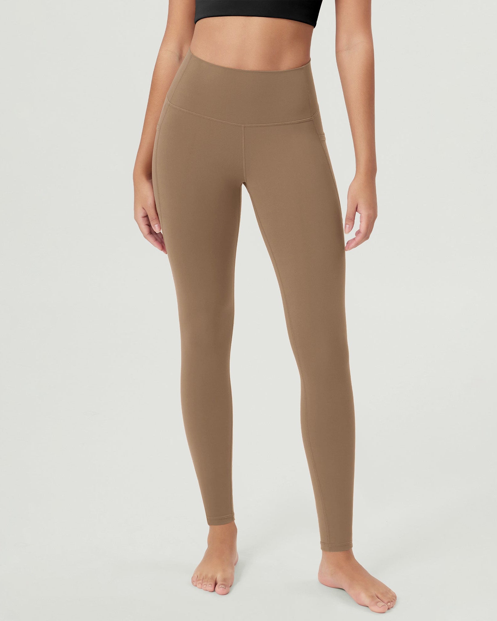 ODCLOUD 28�Buttery Soft Lounge Yoga Leggings with Pockets Light Brown - ododos