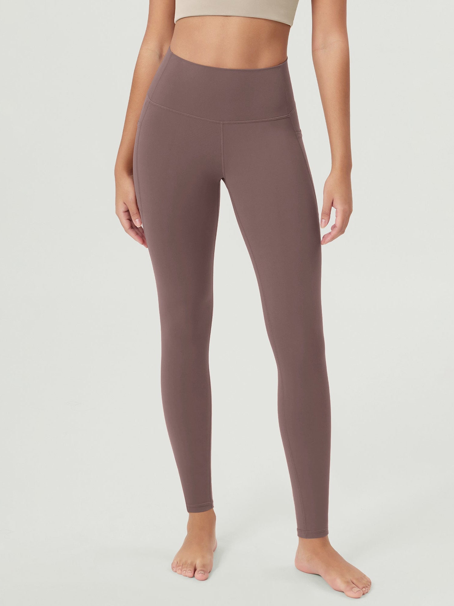 ODCLOUD 28�Buttery Soft Lounge Yoga Leggings with Pockets Purple Taupe - ododos