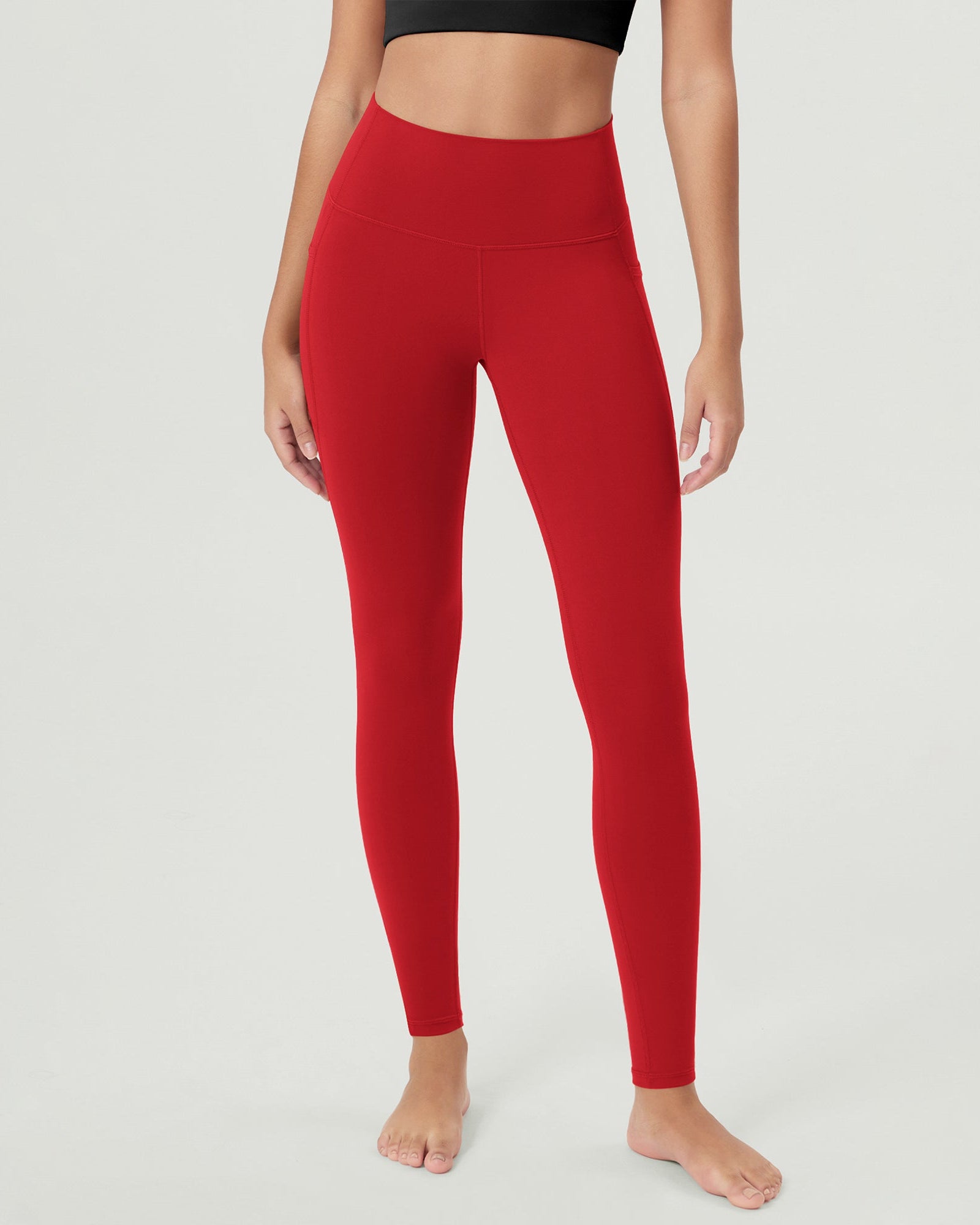 ODCLOUD 28�Buttery Soft Lounge Yoga Leggings with Pockets Red - ododos