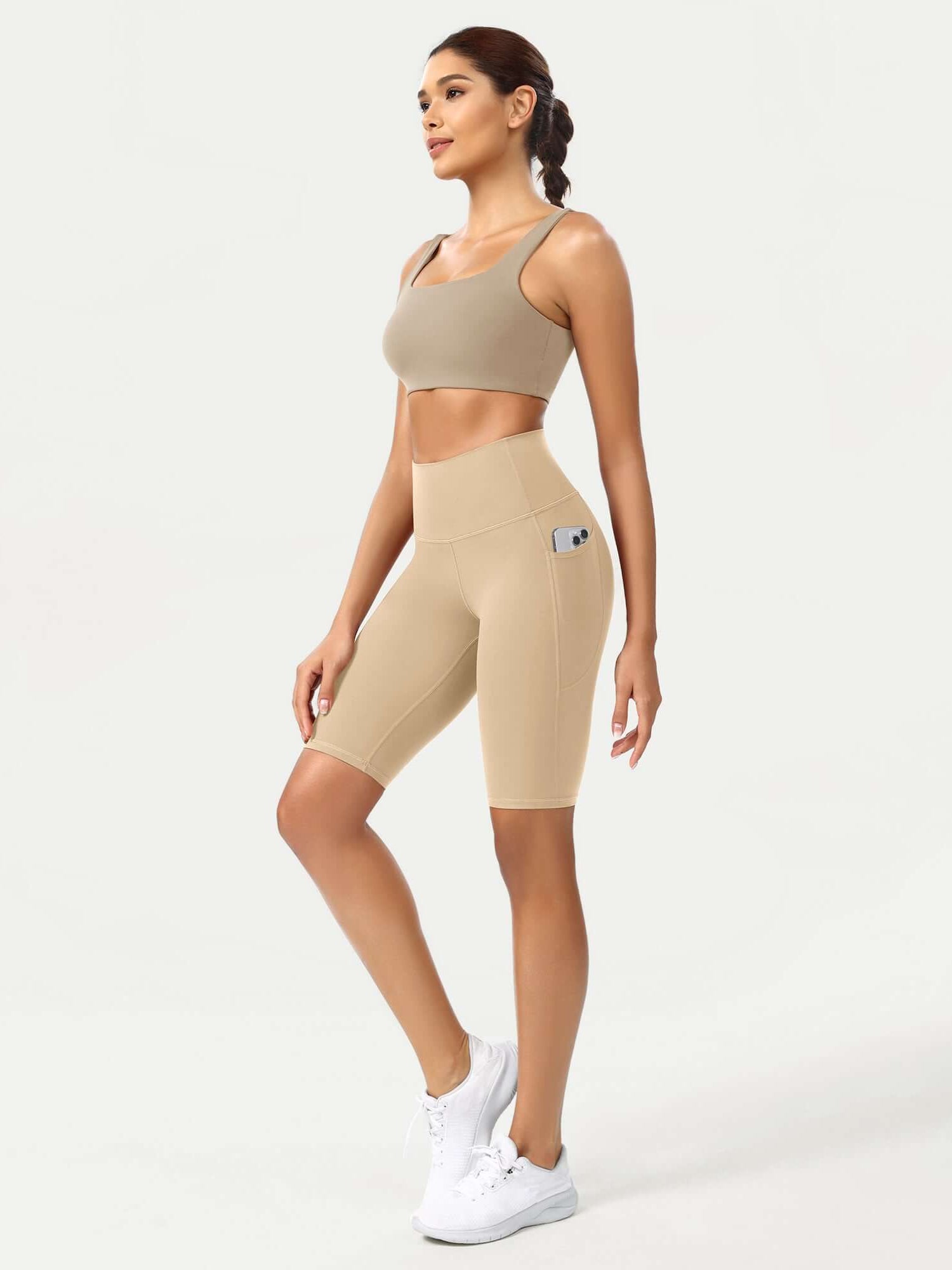 ODCLOUD 10 High Waist Lounge Yoga Shorts Beige - ododos