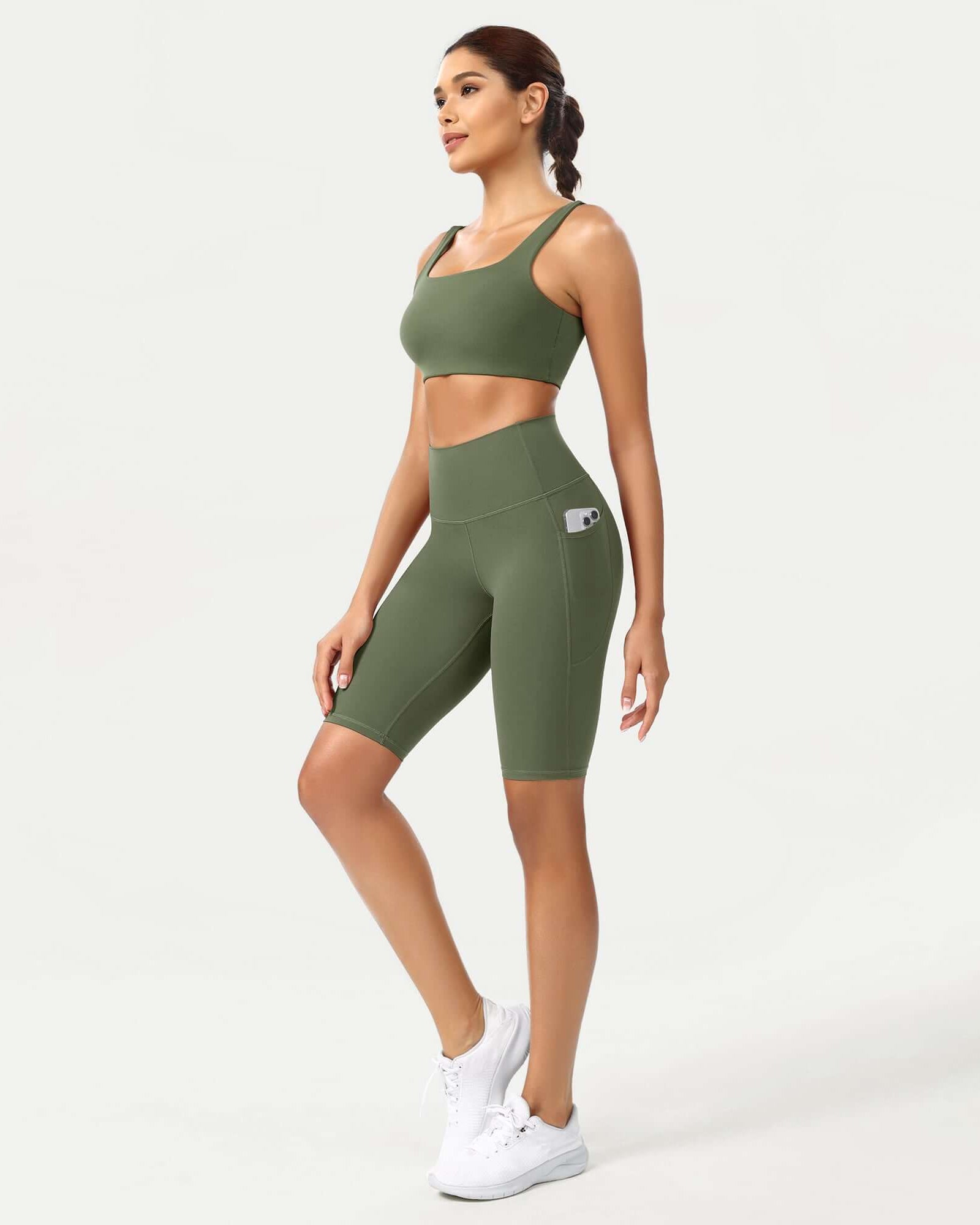 ODCLOUD 10 High Waist Lounge Yoga Shorts Dark Olive - ododos