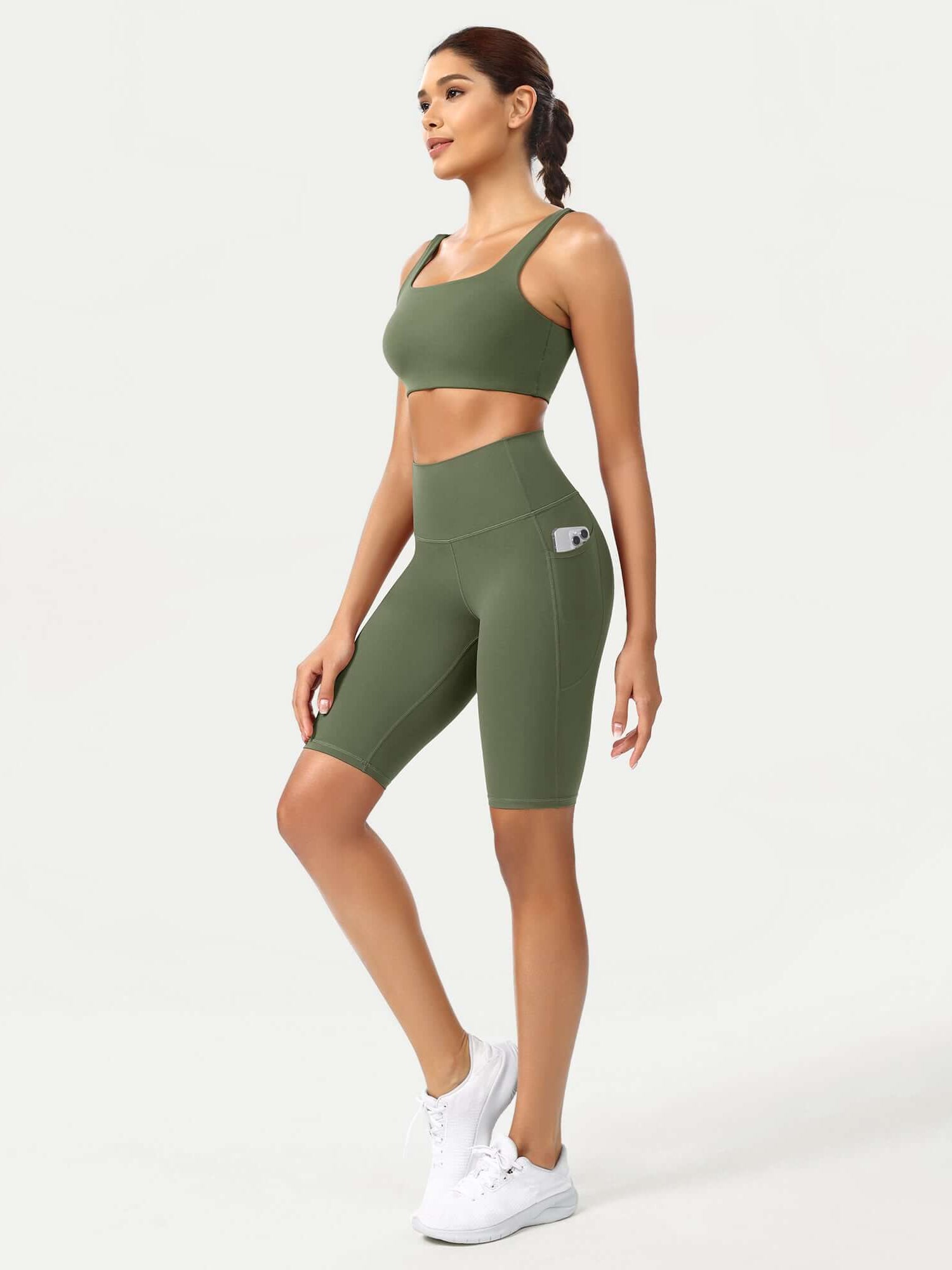 ODCLOUD 10 High Waist Lounge Yoga Shorts Dark Olive - ododos