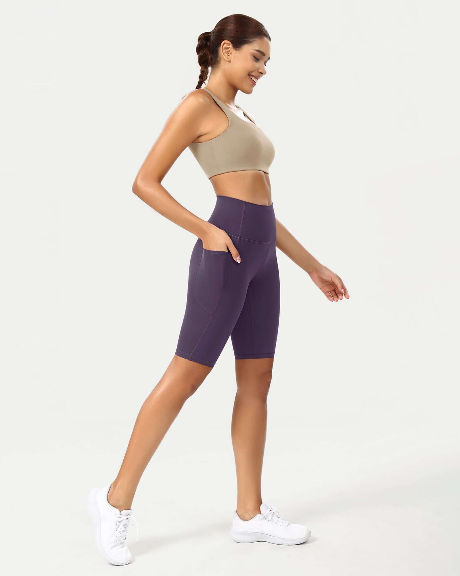 ODCLOUD 10 High Waist Lounge Yoga Shorts Dark Purple - ododos