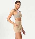 ODCLOUD 4 High Waist Lounge Yoga Shorts Beige - ododos