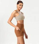 ODCLOUD 4 High Waist Lounge Yoga Shorts Caramel - ododos